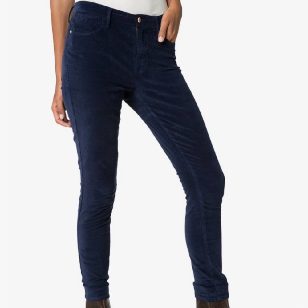 Frame Denim Le High Skinny Velvet Navy Jeans